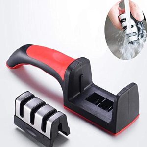 3-in-1 Knife Sharpener With Fruit And Meat Knife Peeler.3-Stage Diamond Coated Knife Sharpener,Kitchen Helper Three-piece Knife Sharpener Set With a Knife Ceramic peeler