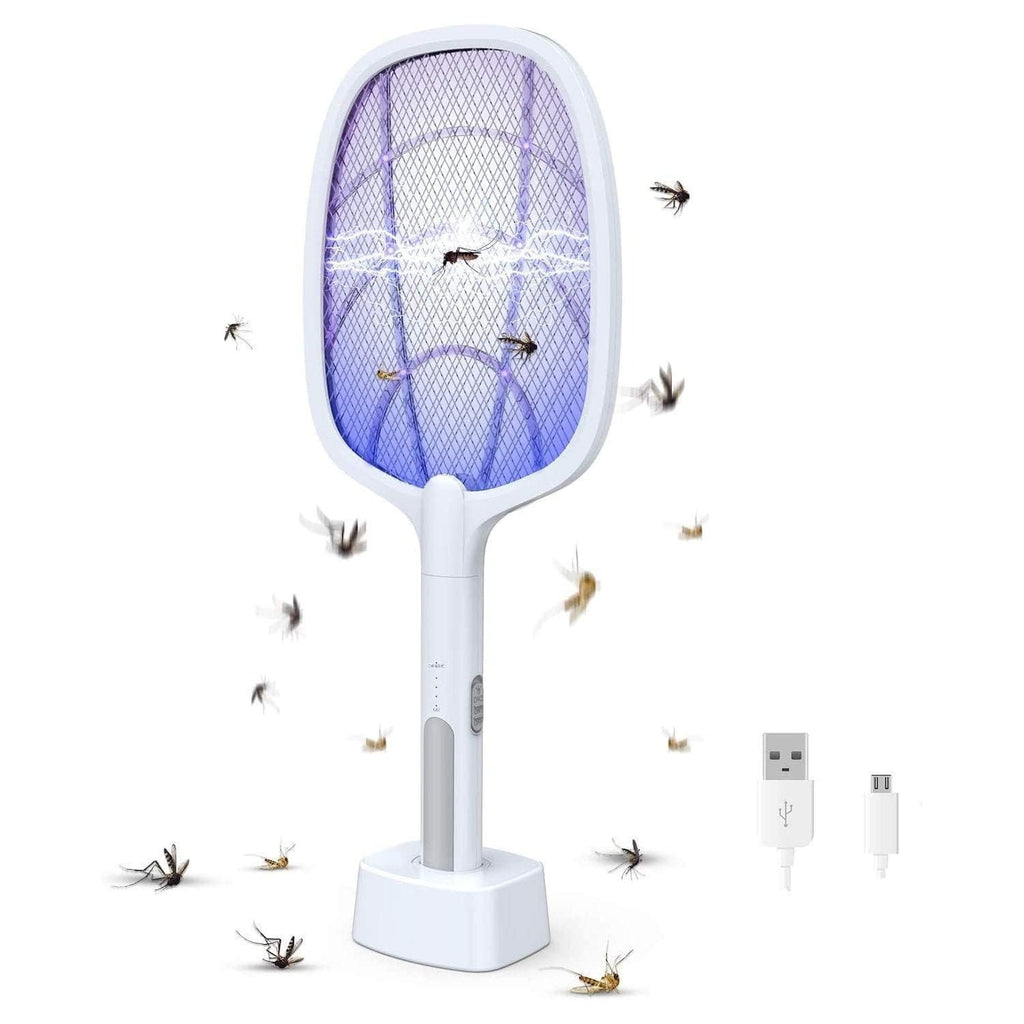 USB Rechargeable Mosquito Racket With Stand – Electric Insect Killer Bat For Indoor And Outdoor Use | Insects Killer | Mosquito Killer Racket (Random Color)