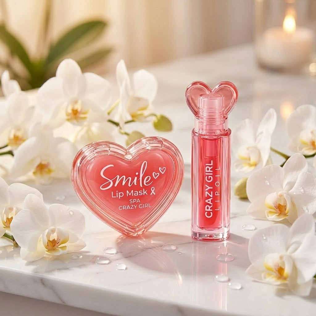 2 In 1 Crazy Girl Lip Oil + Lip Mask Set Cosmetics Product For Girl's