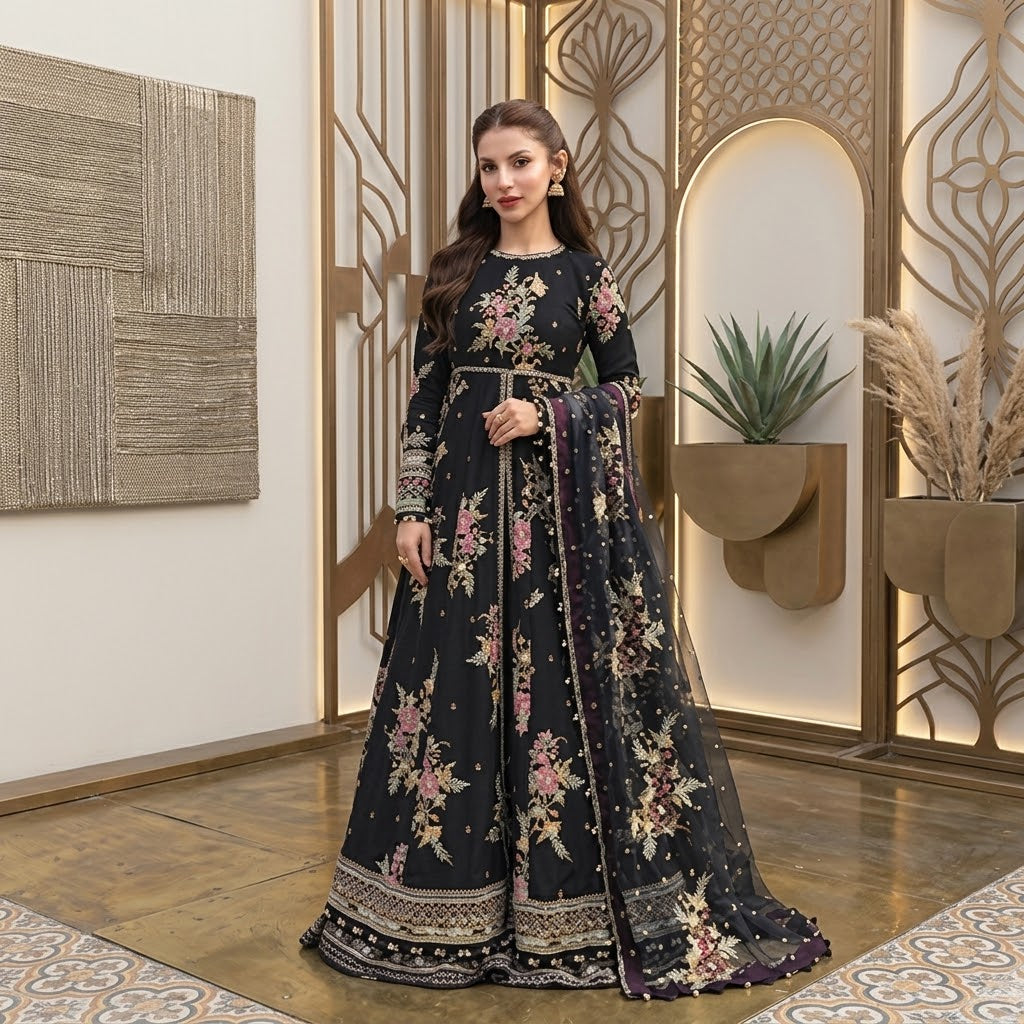 SO KAMAL Embroidered Digital Printed Khaddar 3-Piece Suit