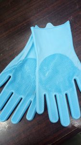 Silicone Washing Full Finger Gloves - For Home (Random Colors)