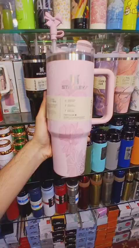Stanley Style 40oz (1200ml) Pink Floral Tumbler
